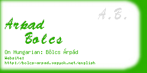 arpad bolcs business card