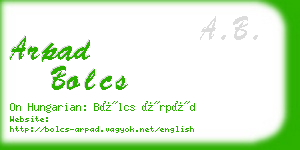 arpad bolcs business card